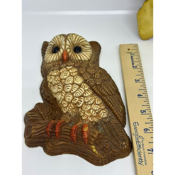 VTG HOMCO Owl Wall Plaques – Set of 2, Foam Brown & Cream, MCM Retro 5"x7" - Picture 8 of 10